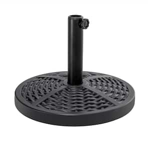 Polyethylene and Concrete Outdoor 33 lb. Round Patio Umbrella Base in Black with gold-painted edge