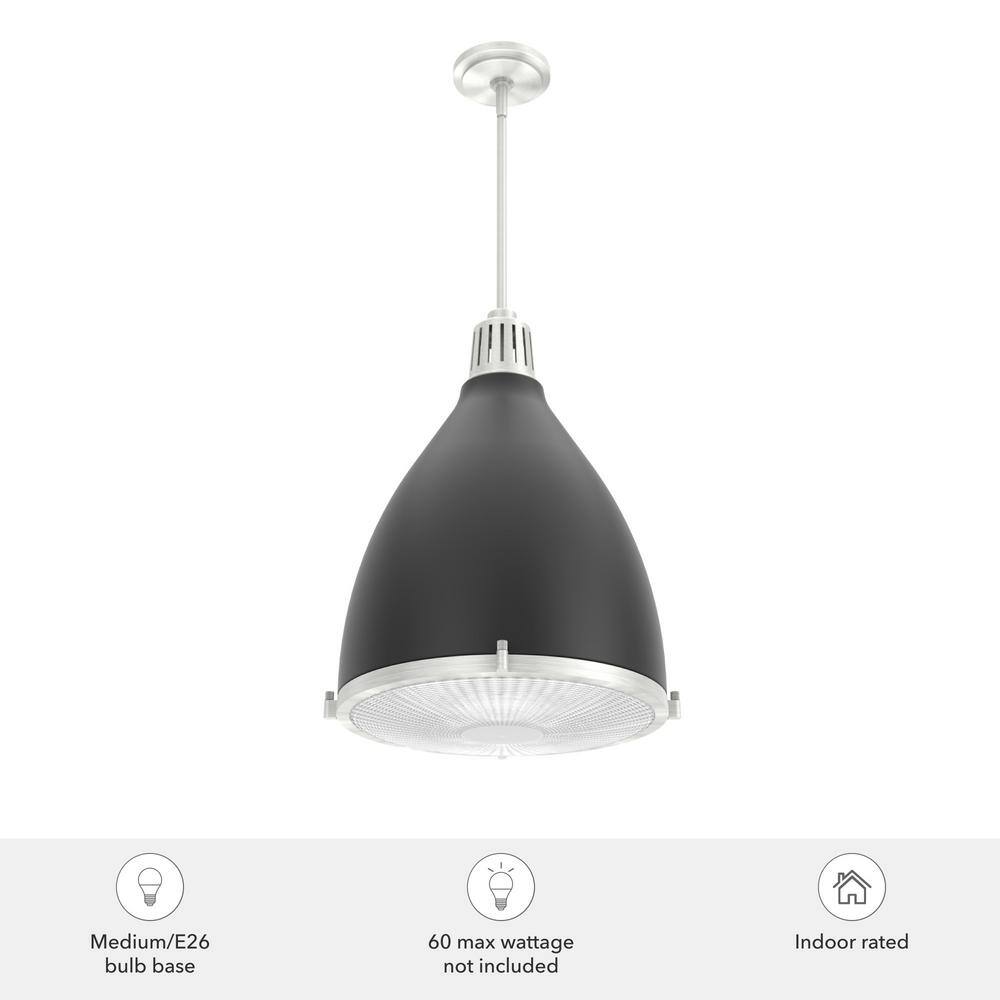 Bluff View Matte Black and Brushed Nickel Glass LED Pendant Light