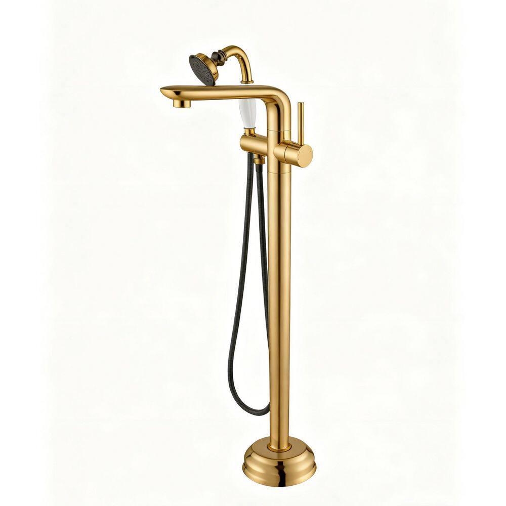 Single-Handle Claw Foot Freestanding Tub Faucet with Hand Shower in Brushed Gold price history on PriceWatchPro