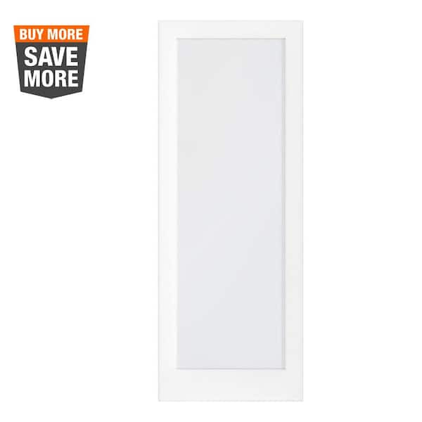 30 in. x 96 in. 1-Lite Satin Etch Solid Core MDF Primed Interior Door Slab