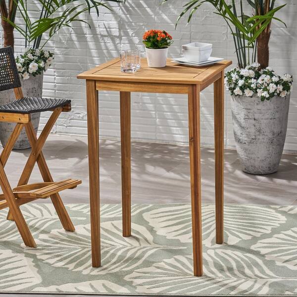1-Piece 26 in. W x 26 in. D x 40 in. H Teak Acacia Wood Square Bar