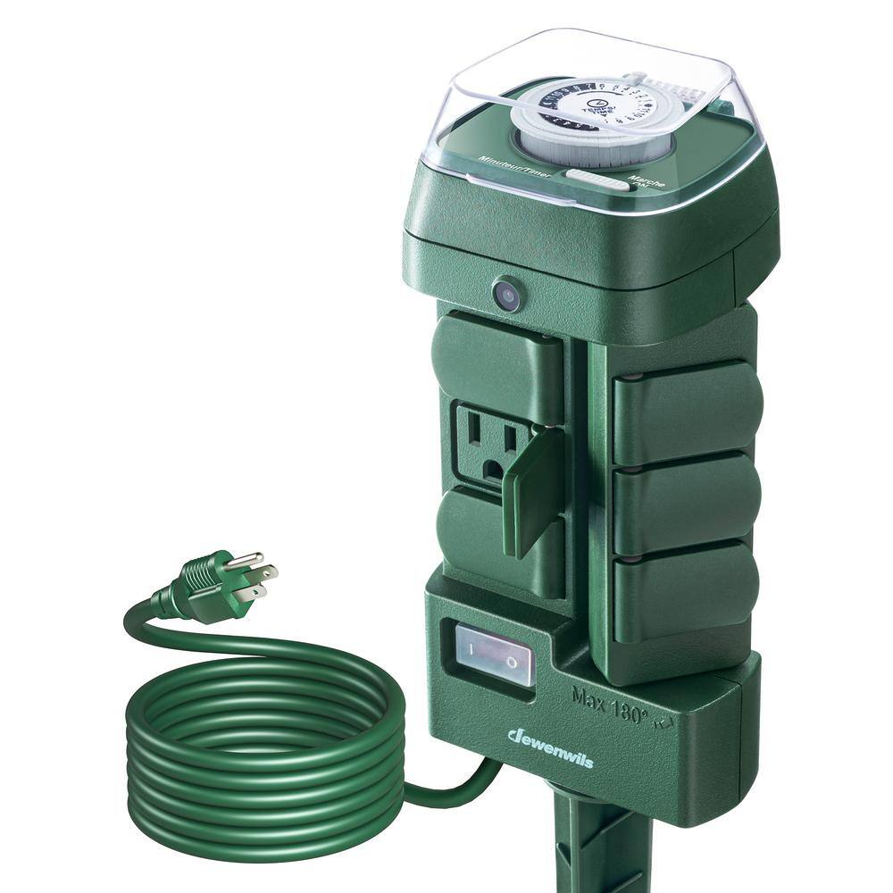 DEWENWILS Outdoor Mechanical Power Stake Timer, Waterproof, 6 Grounded