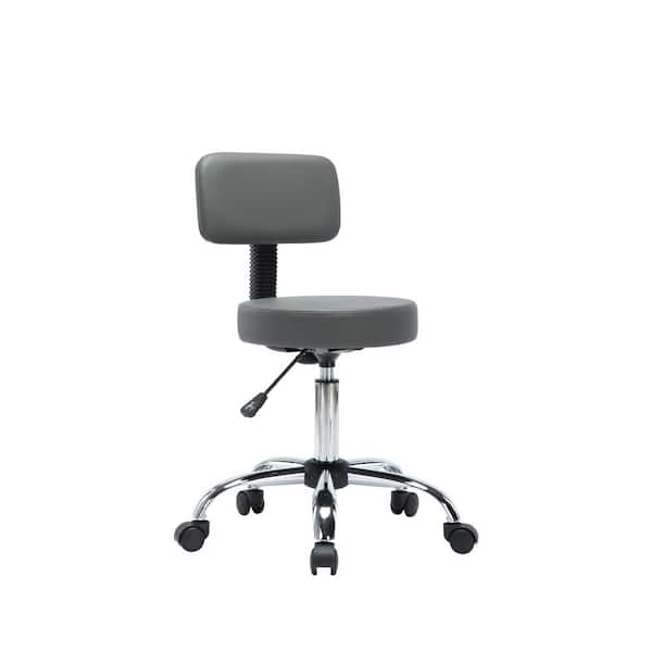 HOMESTOCK Gray Adjustable Drafting Stool with backrest