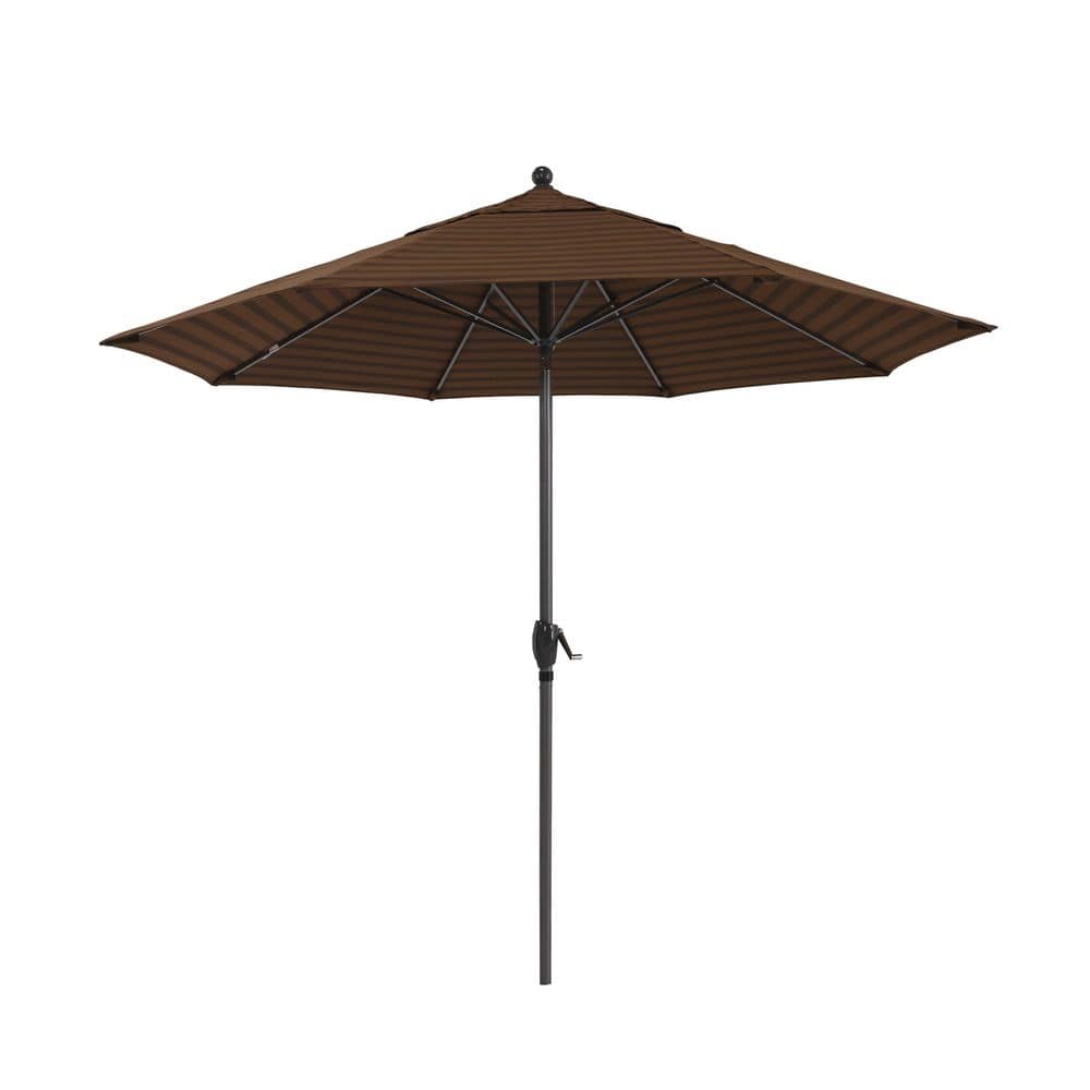 9 ft. Black Aluminum Market Patio Umbrella with Push Tilt Crank Lift in Parkway Oak Sunbrella price history on PriceWatchPro