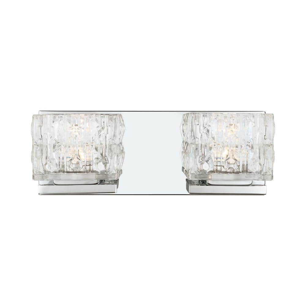 Home Decorators Collection Tulianne 60-Watt Equivalent 2-Light Chrome LED  Vanity Light with Clear Cube Glass 22842 The Home Depot