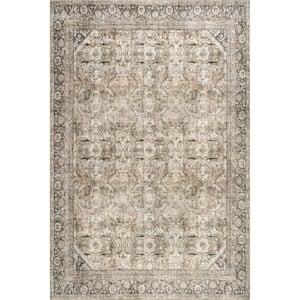 Hillstone Dark Beige 5 ft. x 8 ft. Traditional Vintage Medallion Area Rug