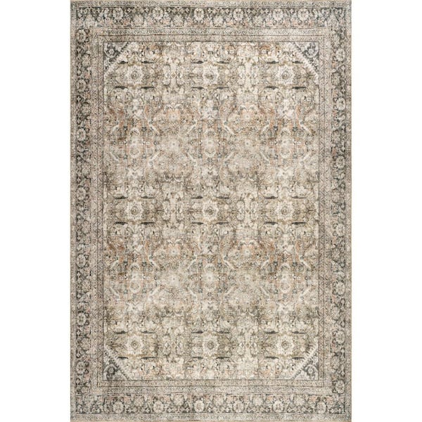 Hillstone Collection Traditional Vintage Medallion Deka Dark Beige 9 ft. x 12 ft. Area Rug