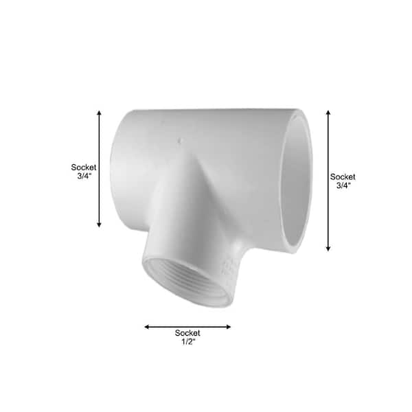 20-Pack PVC Tee Details about   NEW CHARLOTTE PIPE 3/4 in x 3/4 in x 1/2 in 