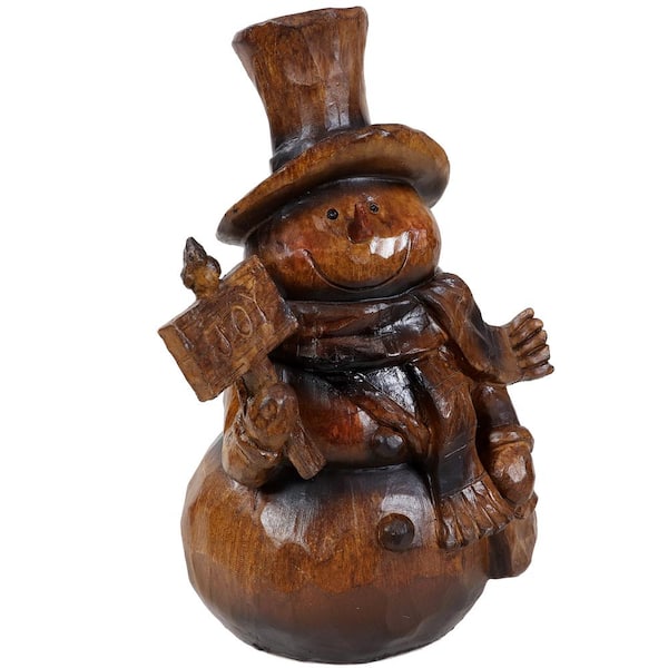 Sunnydaze 10 in. Sunnydaze Snowman Holding Joy Sign Indoor Christmas Decor Figurine