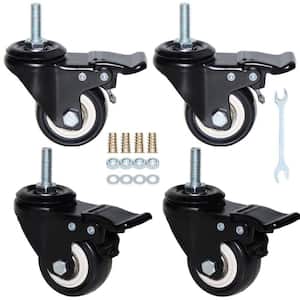 Black 2 in. Swivel Stem Caster Builders Hardware Heavy Duty Dual Locking Quiet PU Load Capacity 330 lbs. 4
