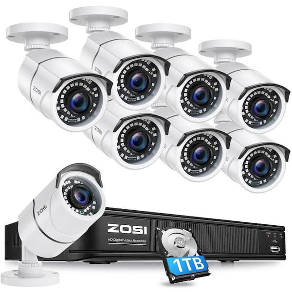 8-Channel 3K-Lite 1TB DVR Security Camera System with 8 1080p Wired Bullet Cameras, 120ft Night Vision, Motion Detection