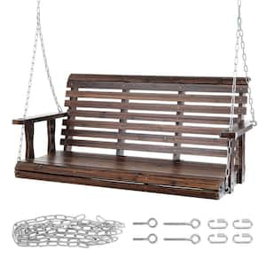 4.5 ft. Wooden Porch Swing-Heavy-Duty Patio Bench for Courtyard and Garden, 880 lbs. Capacity, with Hanging Chains