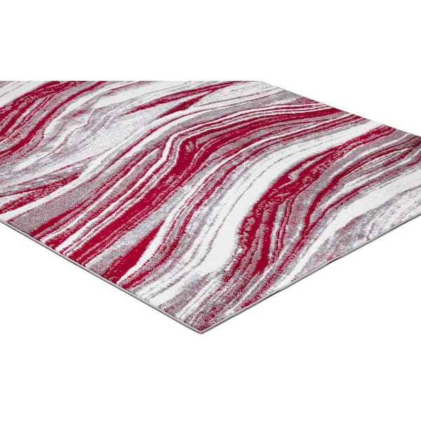 Jefferson Collection Marble Stripes Red 7 ft. x 9 ft. Area Rug