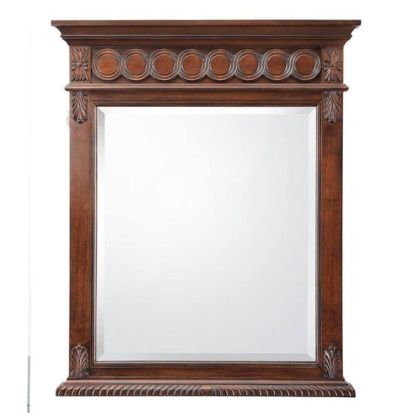 Belle Foret Jordheim 28 in. W x 35 in. H Single Wall Hung Mirror in Antique Cherry