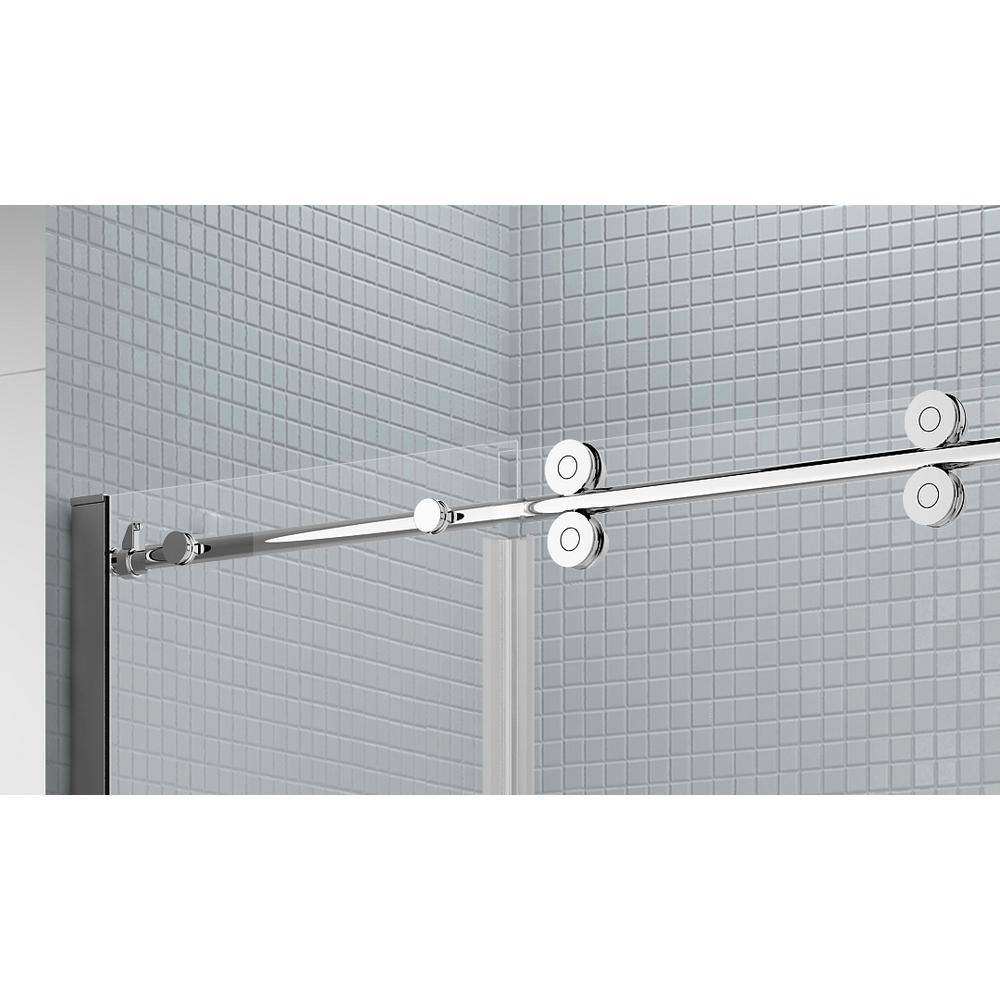 Tidy 60" x 78" Frameless Clear Glass Shower Door with Chrome Finish