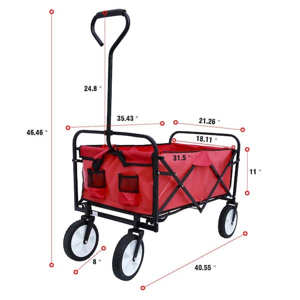  Collapsible Wagon Folding Wagon Garden Cart with Large
