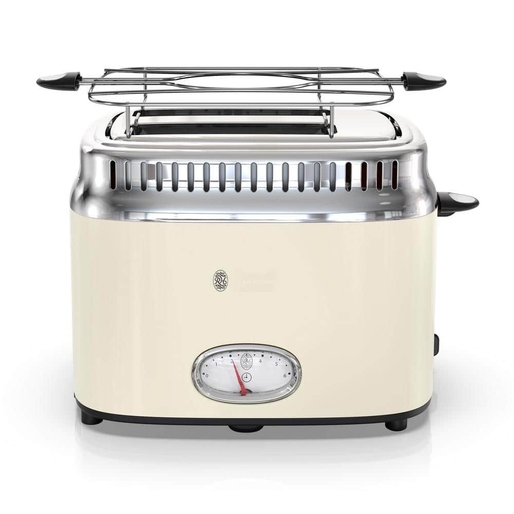 Russell Hobbs Retro Style 2 Slice Cream Wide Slot Toaster with Built In Timer 985114756M The Home Depot