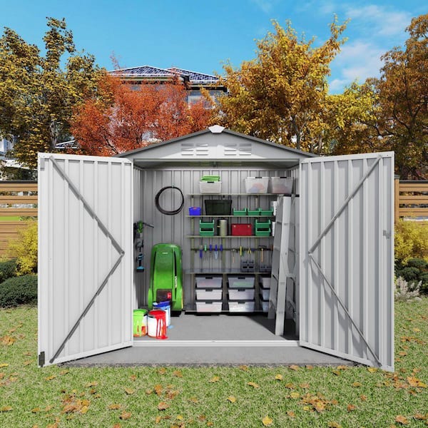 Sudzendf 6 ft. W x 3.5 ft. D White Metal Storage Shed with Side