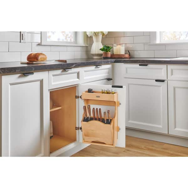 Wood Door Mount Tip-Out Knife Storage Organizer