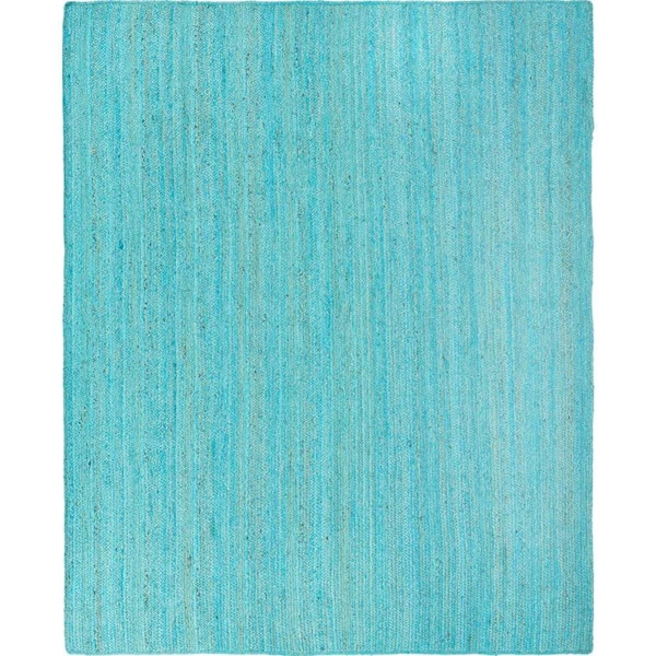 Unique Loom Braided Jute Dhaka Turquoise 8' 0 x 10' 0 Area Rug