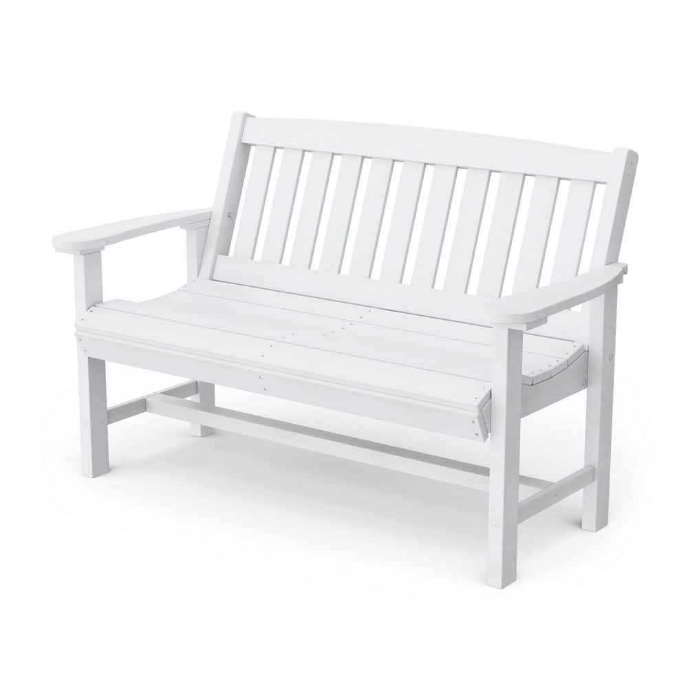 Wildridge Classic White HDPE Plastic Outdoor Mission Bench LCC-225