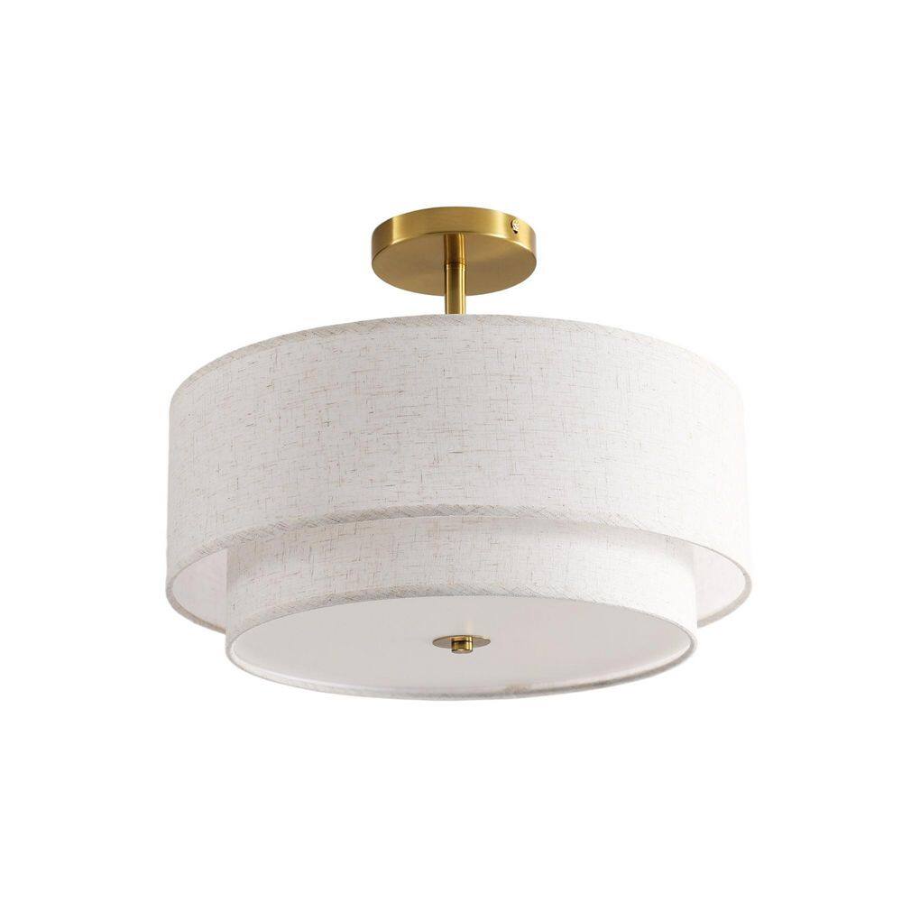 Modern Gold 16 in. 3-Light Indoor Drum Ceiling Light with 2-Tier Linen Fabric Lampshade, E26 Bulb not Included price history on PriceWatchPro