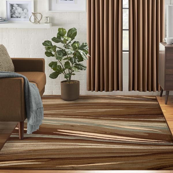 Ondes Taupe 4 ft. x 6 ft. Modern Abstract Indoor Area Rug