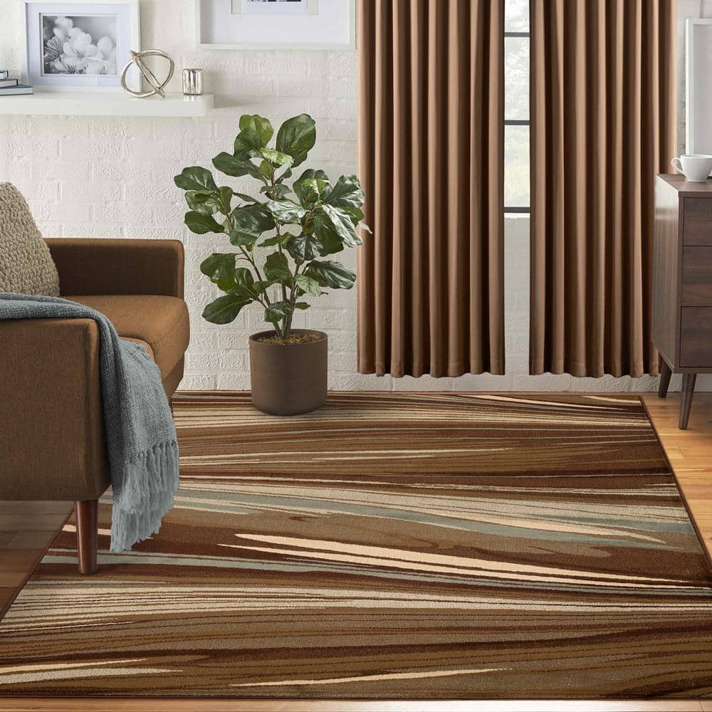 Ondes Plush Modern Abstract 8' x 10' Multi-Colored Area Rug