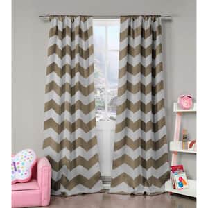 Taupe Chevron Thermal Rod Pocket Blackout Curtain - 39 in. W x 84 in. L (Set of 2)