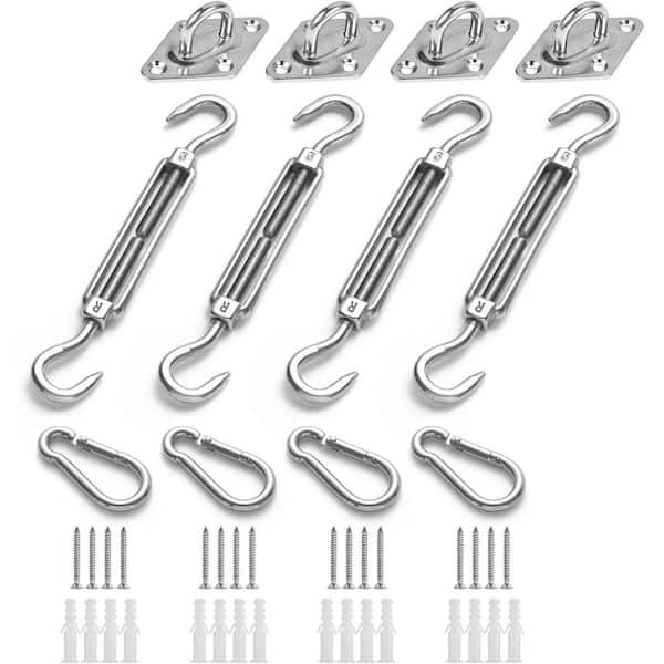Stainless Steel Sun Shade Sail Hardware Kit with Adjustable Turnbuckles for Garden, Patio, and Backyard