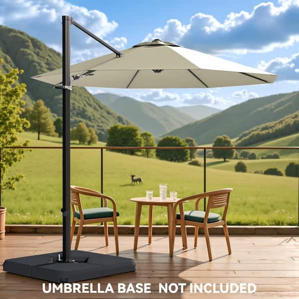 10 ft. Market Cantilever Outdoor Patio Umbrella with 360° Rotation in Beige