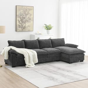 118 in Wide Pillow Top Arm Chenille L-Shaped Modern Upholstered Sofa in Gray