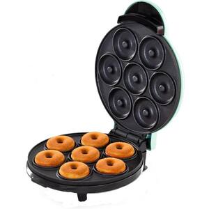Mini Donut Maker Machine with Non-stick Surface, Makes 7 Doughnuts in Black