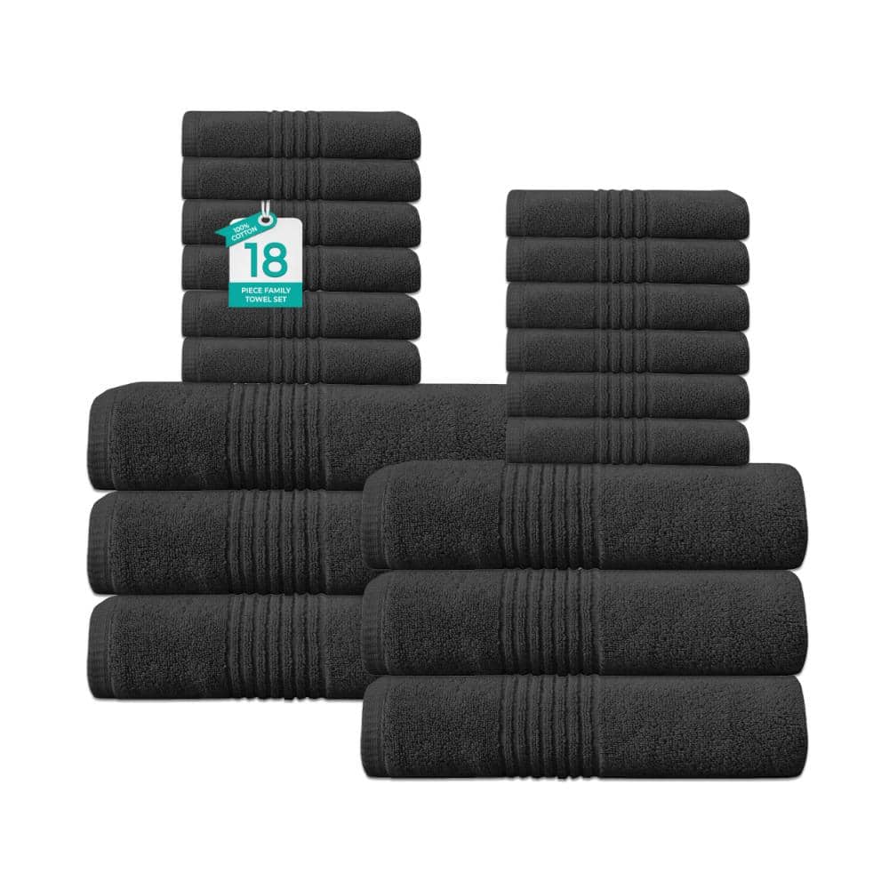 Home Weavers Hazel 500GSM 100% Cotton Zero Twist Super Absorbent Bath Towel Set, 16x24 (12), 27x54 (6), Black price history on PriceWatchPro