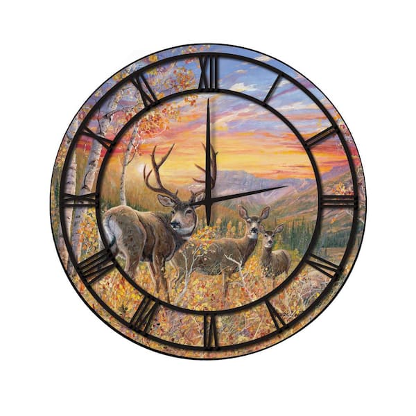 Unbranded "Dream Maker Mule Deer" Full Coverage Art and Black Numbers Imaged Wall Clock
