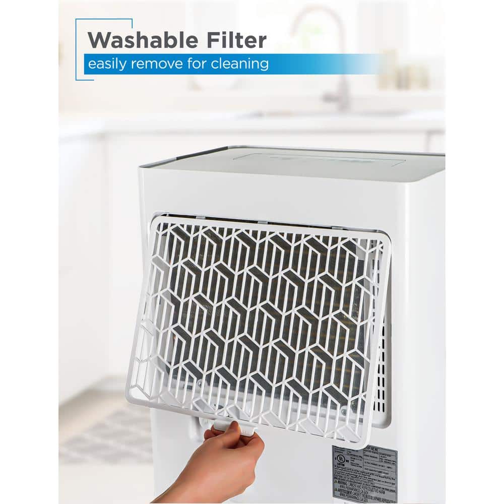 BLACK+DECKER 50 Pint White and Gray Portable Dehumidifier with Humidistat