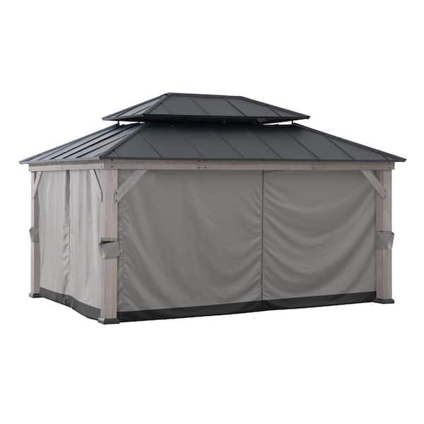 Sunjoy Gazebo Universal Replacement Privacy Curtain, Waterproof Privacy Curtains 4-Panel Screen Walls for 12 x 16 ft. Gazebo