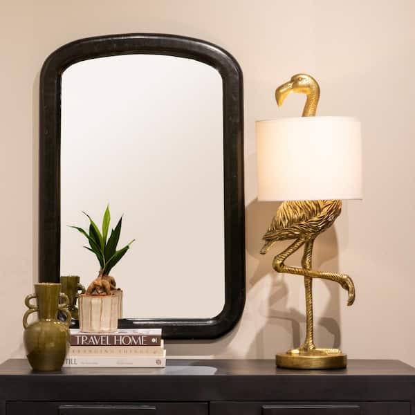 Storied Home 31.75 in. Gold Flamingo Shaped Table Lamp with White