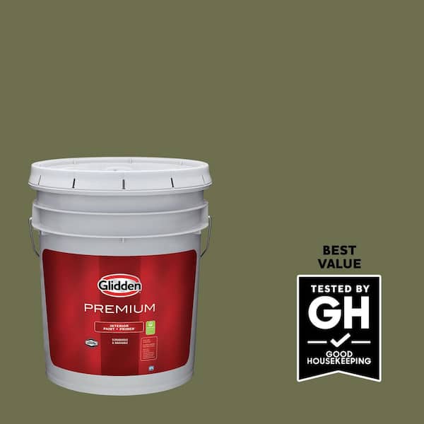 Glidden Premium 5 gal. PPG1125-6 Toy Tank Green Semi-Gloss Interior Latex Paint