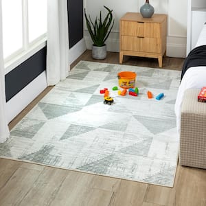 Eroded Triangles Grey 4 ft. x 6 ft. Area Rug