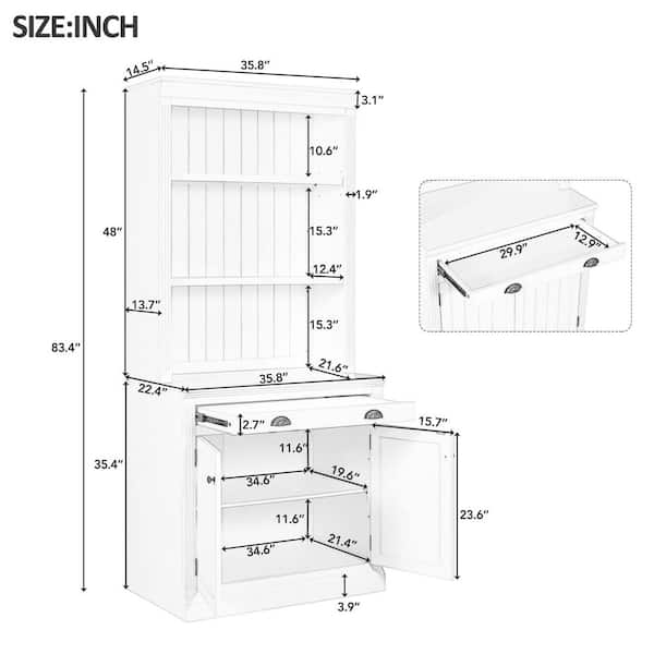 Intan 83.4 in. Tall White Wood 3-Shelf Modern Bookcase Suite with Drawer and Storage Space