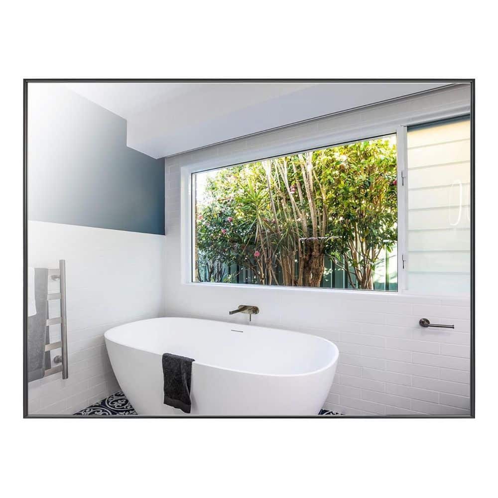 Elegant 36" Black Metal Frame Rectangular Mirror