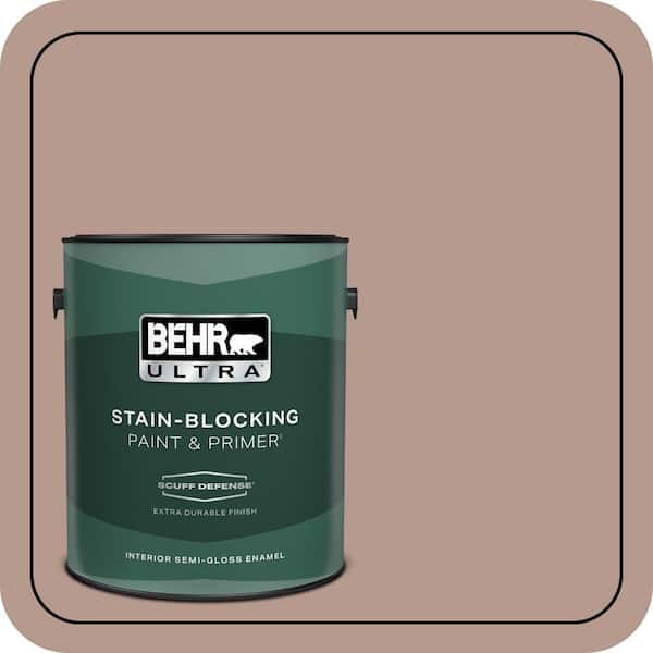 BEHR ULTRA 1 gal. #MQ1-55 Lite Cocoa Extra Durable Semi-Gloss Enamel Interior Paint & Primer