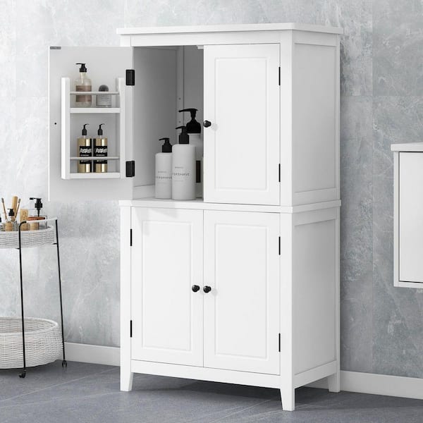 TDYです❁︎ ZXDDMS 23 in. W x 13 in. D x 69 in. H White Linen Cabinet Tall