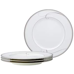 Platinum Wave 8.25 in. (Platinum) Porcelain Salad Plates, Set Of 4