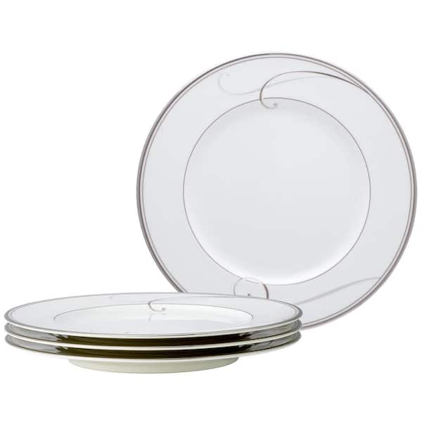 Noritake Platinum Wave 8.25 in. (Platinum) Porcelain Salad Plates, (Set of 4)