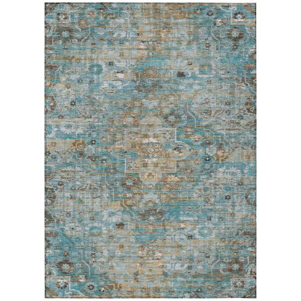 Chantille Machine Washable Indoor/Outdoor Abstract ACN2782 Teal 8 ft. x 10 ft. Area Rug