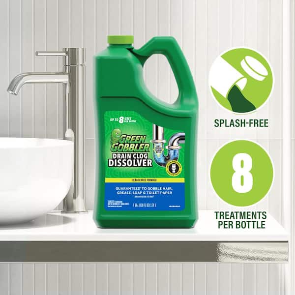 Green Gobbler - 1 Gal. Drain Clog Dissolver and Remover, for Sinks, Tubs, Toilets and Showers Drain Cleaner