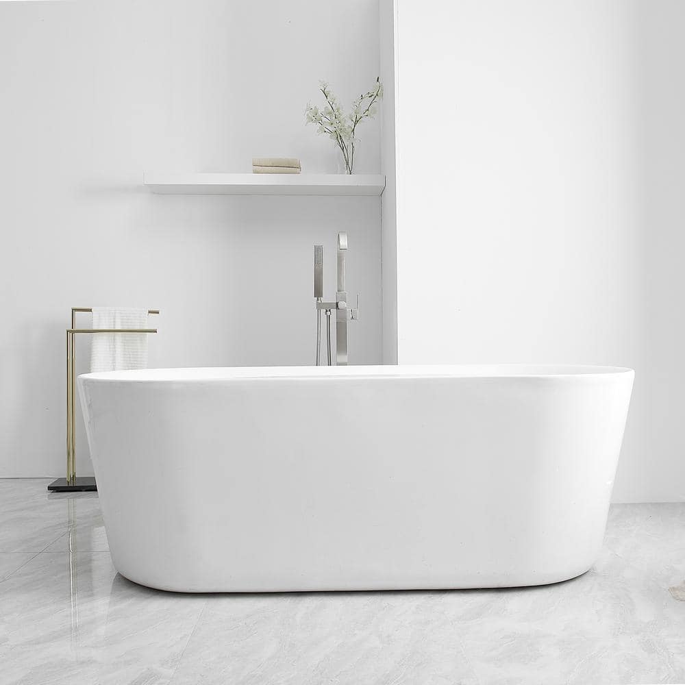 Brushed Nickel Single Handle Freestanding Tub Faucet with Hand Shower
