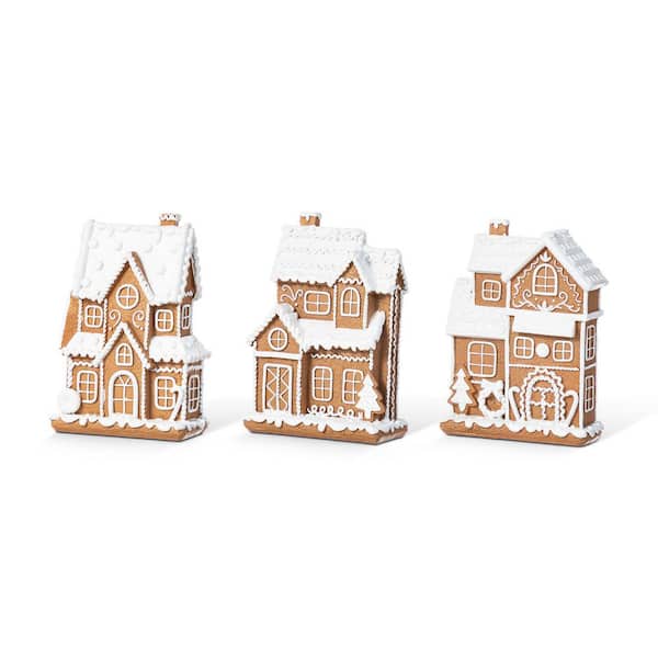 5.50 in. H Christmas Resin Gingerbread House Table Decor (Set of 3)